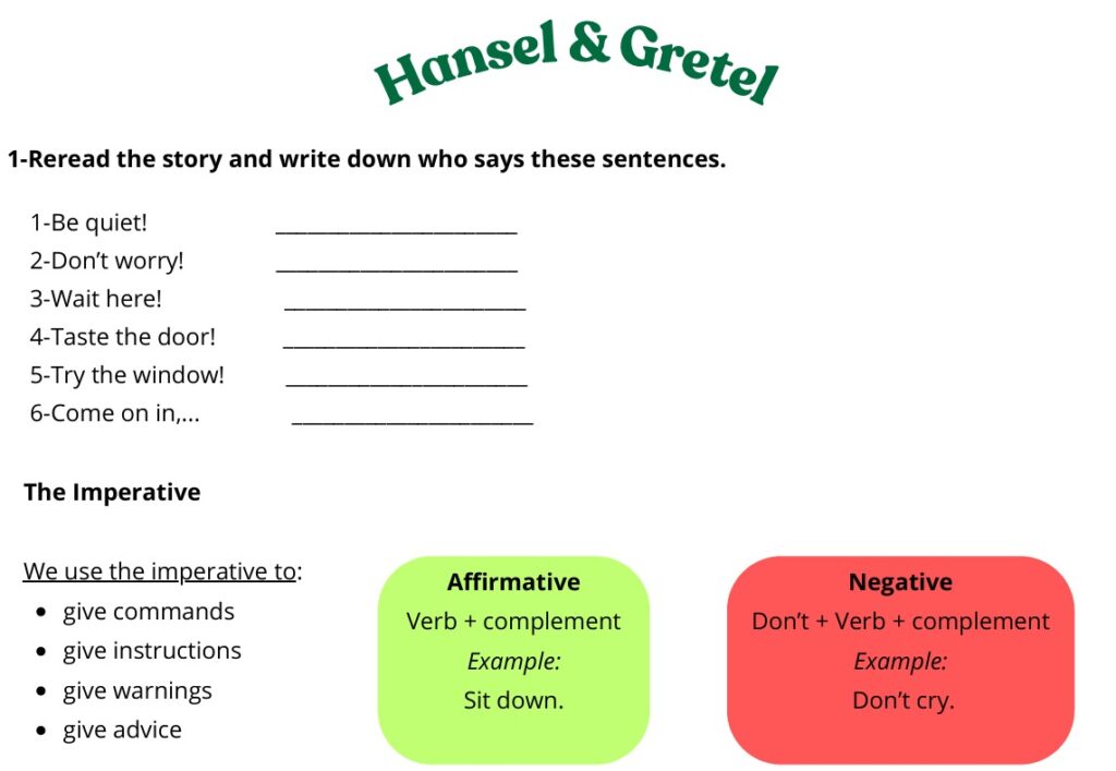 Hansel & Gretel: imperatives