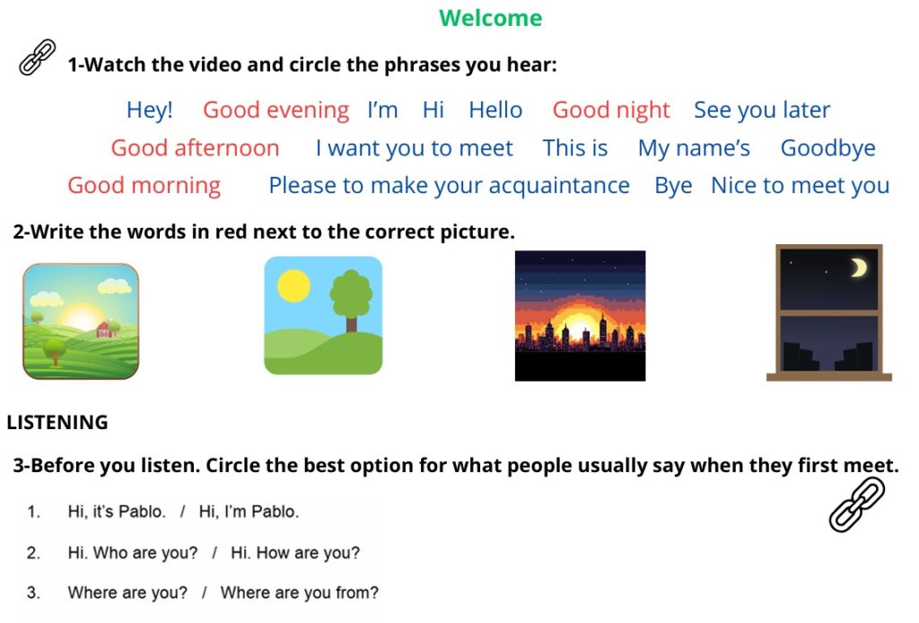 Welcome unit for Year 1