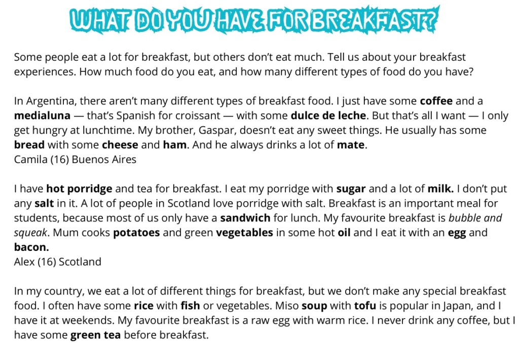 What do you have for breakfast?